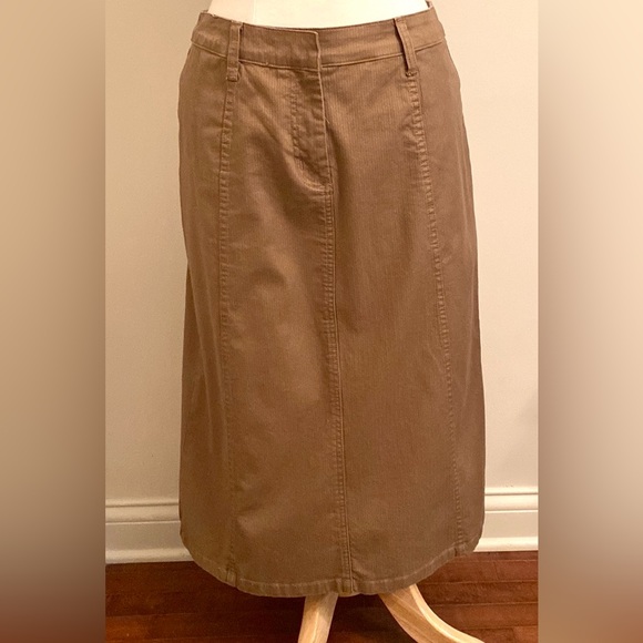 Christopher & Banks Stretch Tan Textured Cotton Blend Casual Midi Skirt Size 4 - Picture 1 of 11